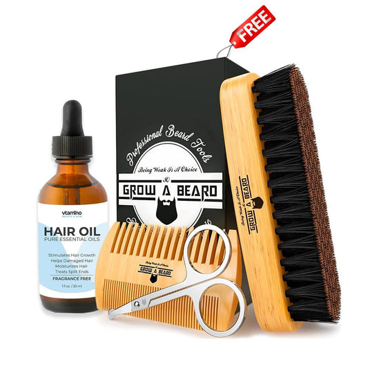 LIMITED TIME OFFER! vtamino Hair Oil + Beard Grooming Kit FREE - Natural Formula For Hair Growth & Repair (30 Days Supply)