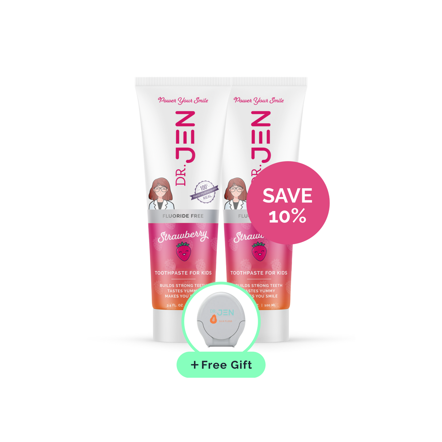 Fluoride-Free Strawberry 10% Nano Hydroxyapatite Toothpaste