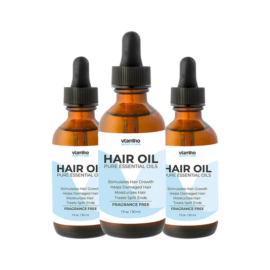 vtamino Hair Oil (Unscented) (1oz/30ml)-Natural Formula For Hair Growth & Repair (30 Days Supply)