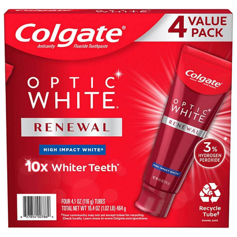 Colgate Optic White Renewal Whitening Toothpaste - 4.1 Oz - 4 Pack