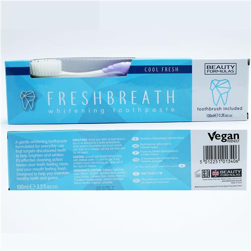 Beauty Formulas White Toothpaste + Brush 100ml, Cool Fresh