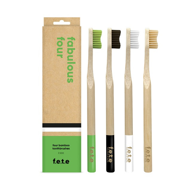 f.e.t.e Fabulous Four Bamboo Toothbrushes Firm 4pk