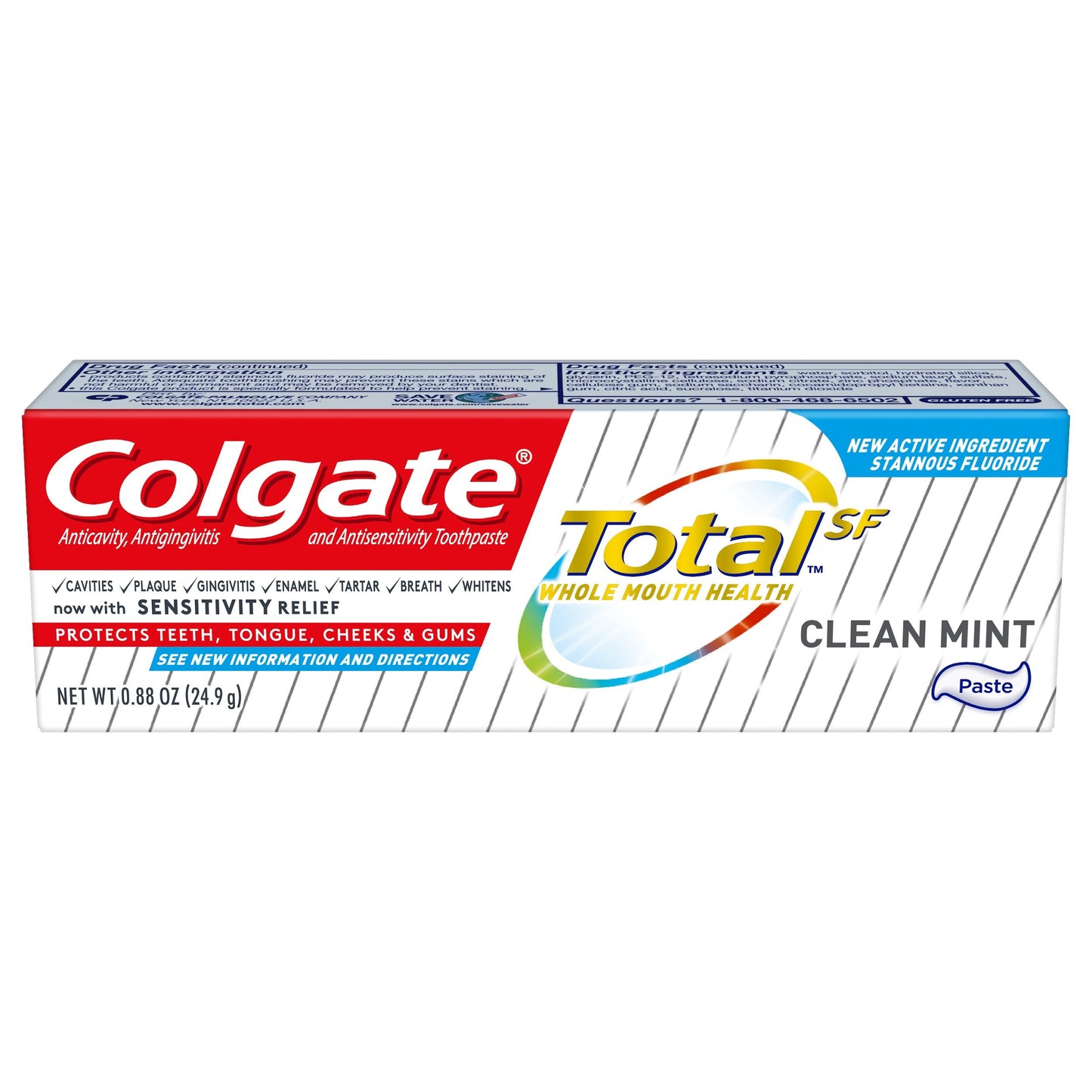 Colgate Total Toothpaste, Clean Mint Flavor, 0.88 oz Tube
