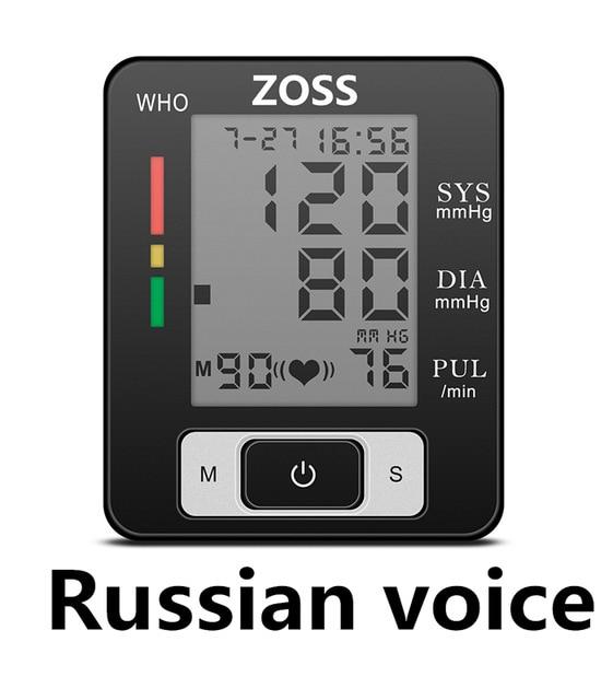 ZOSS  English or Russian Voice Cuff Wrist Sphygmomanometer Blood Presure
