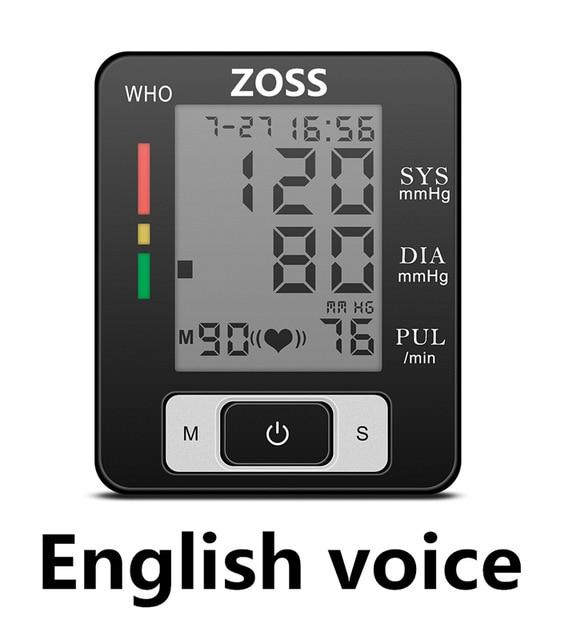 ZOSS  English or Russian Voice Cuff Wrist Sphygmomanometer Blood Presure