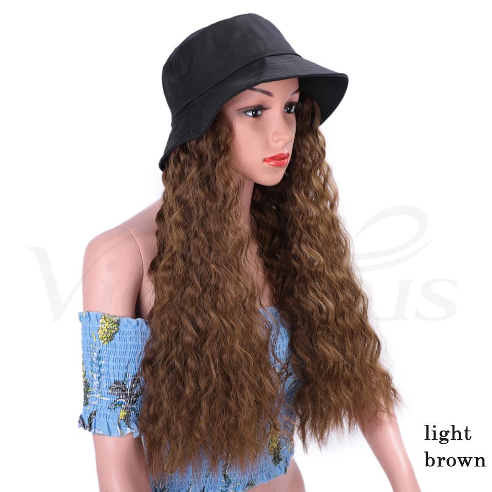 Vigorous Wavy Hair With Black Bucket Hat Instant Celebrity Cap