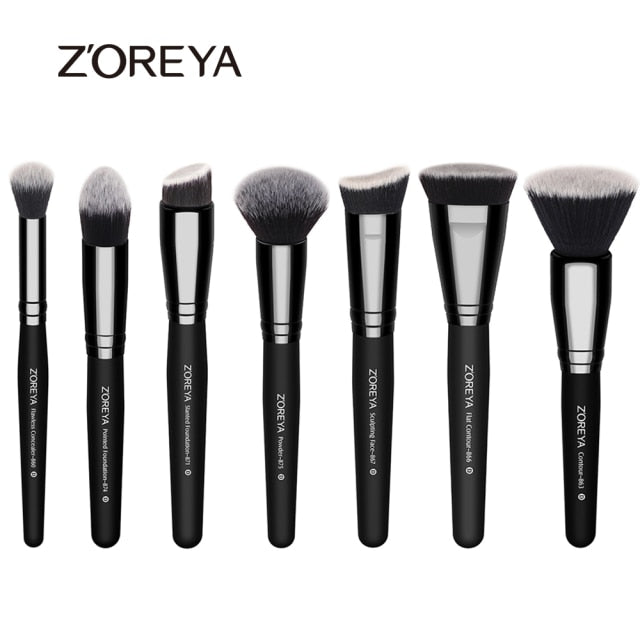ZOREYA Black Makeup Brushes Set Eye Face Cosmetic Foundation Powder Blush