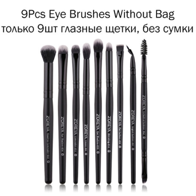 ZOREYA Black Makeup Brushes Set Eye Face Cosmetic Foundation Powder Blush