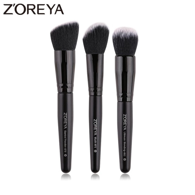 ZOREYA Black Makeup Brushes Set Eye Face Cosmetic Foundation Powder Blush